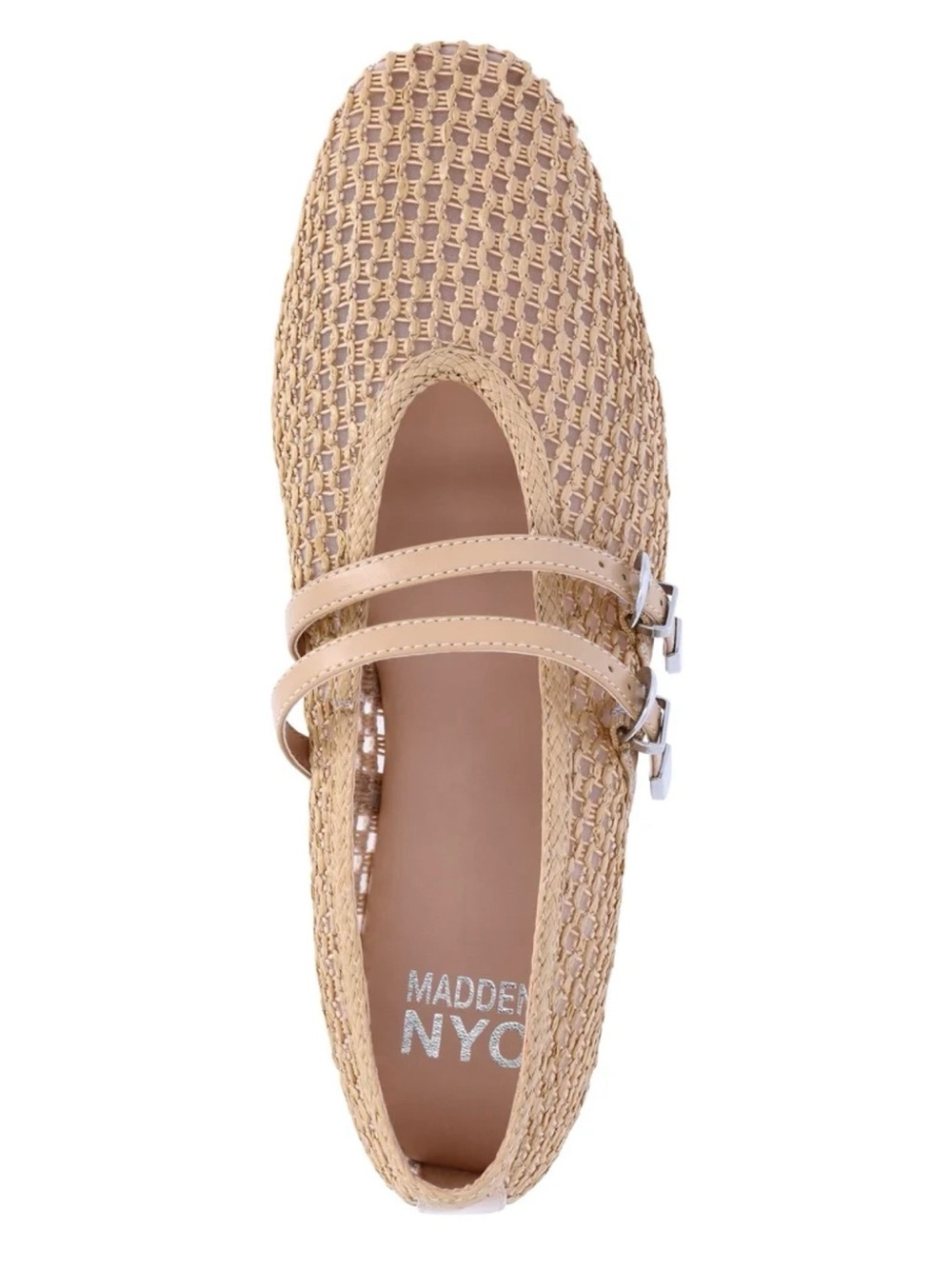 NWT Madden NYC Women's Beige Woven Mary Jane comfort foam Flats size 7